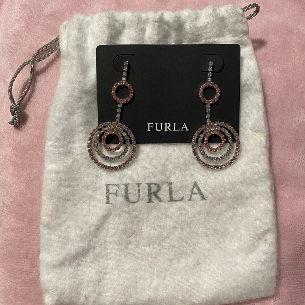 Furla Pink and Silver Geometric Earrings